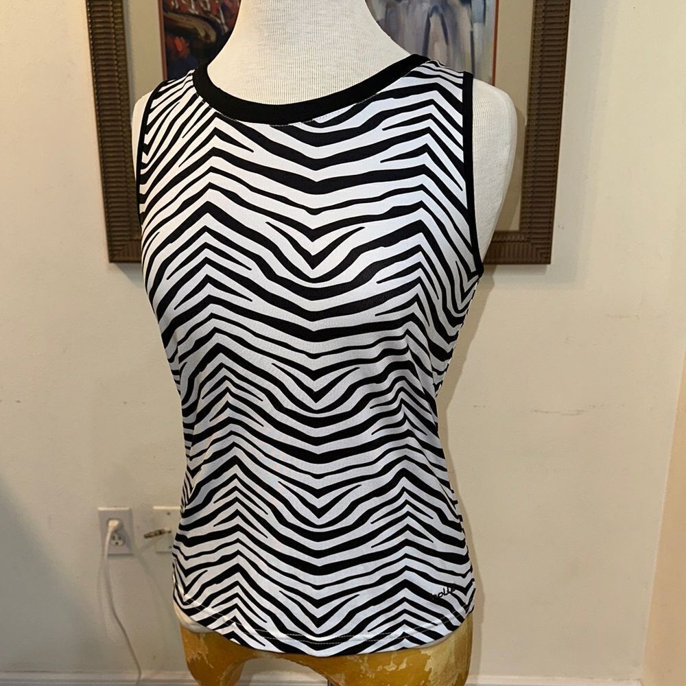 bolle  Black/White Zebra Print Sleeveless Active Top Size Medium